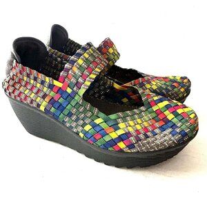 St Johns Bay Mary Jane Karma Platform Wedge 7M Multi Color  Heel Comfort Metalic